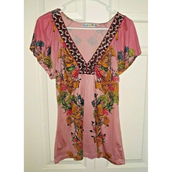 Unity World Wear Blouse Top Shirt In Pink Multicolors Size PL - Picture 1 of 3